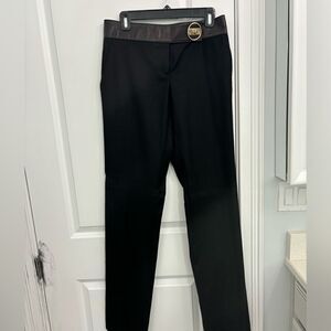 Gently worn GUCCI black wool pants leather waistband size 46(10)
